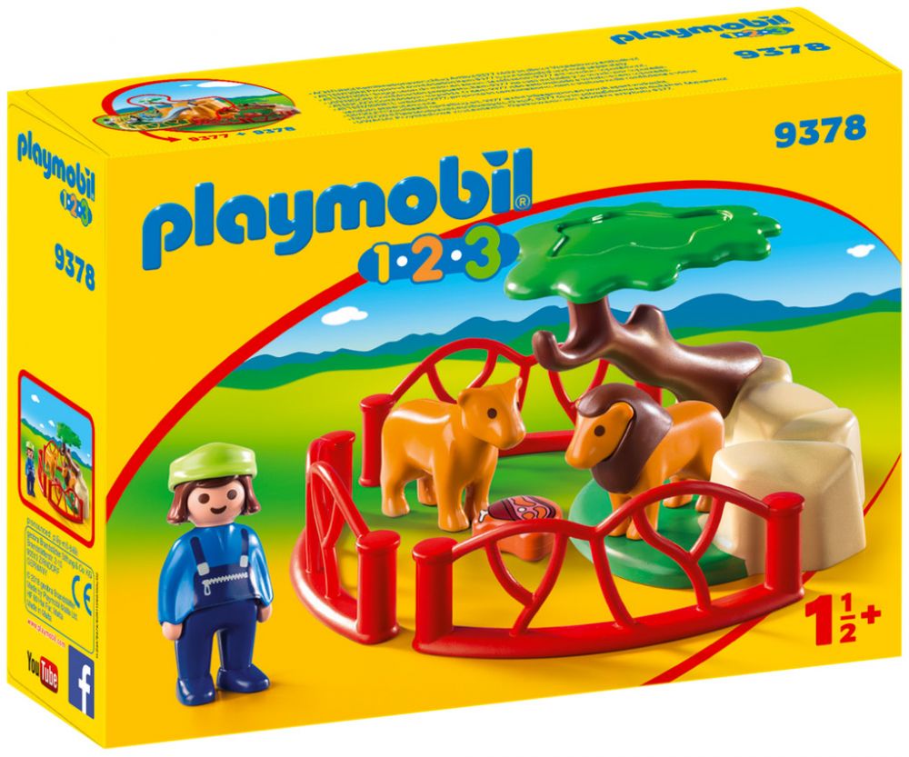 Playmobil 123 9378 pas cher, Lions avec enclos