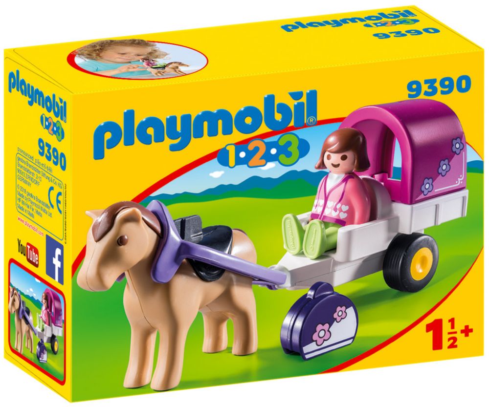 Playmobil 123 9390 pas cher, Carriole avec cheval
