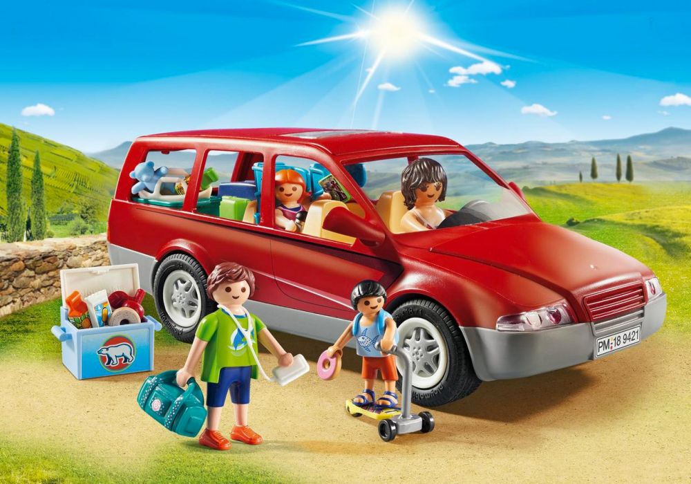 Playmobil Family Fun 9502 pas cher, Famille avec voiture et caravane