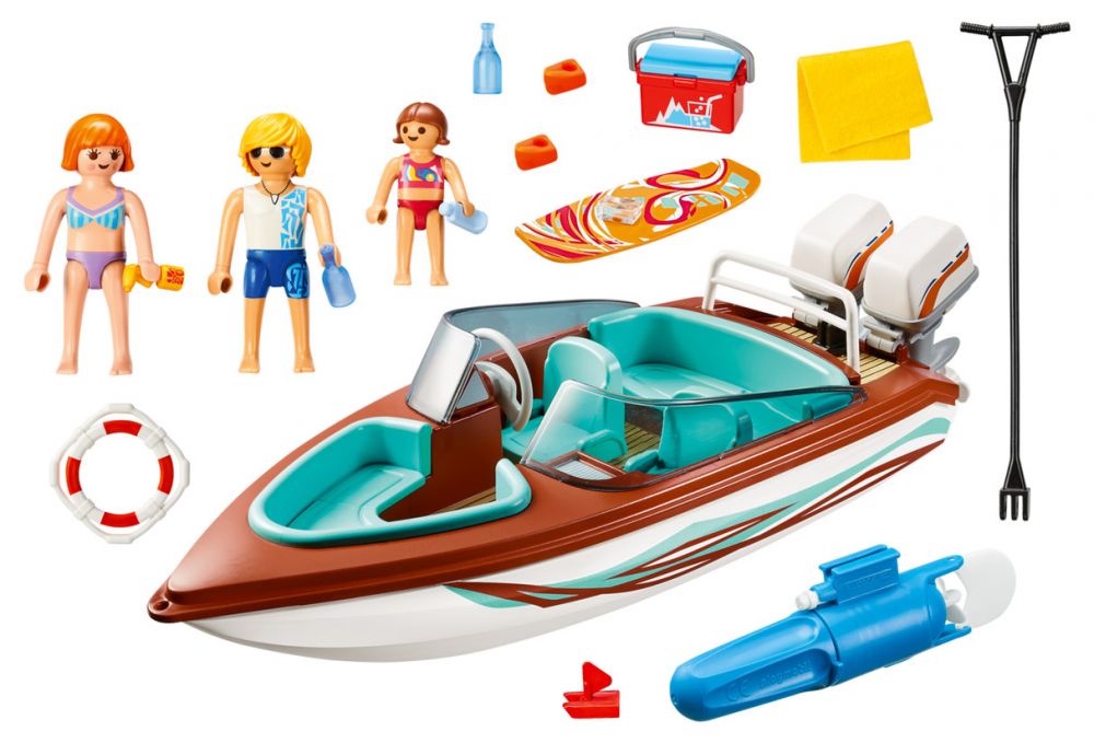 Playmobil - Voiture avec bateau et moteur submersib