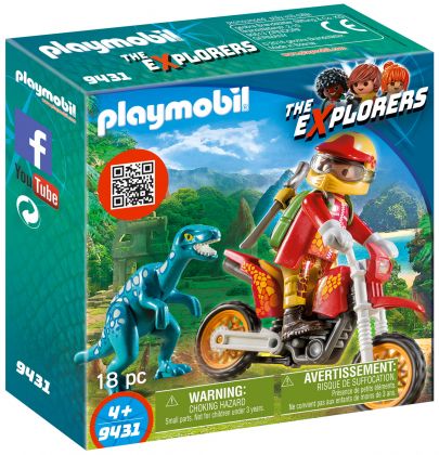 PLAYMOBIL The Explorers 9431 Pilote de moto et raptor