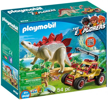 PLAYMOBIL The Explorers 9432 Explorer avec véhicule et stégosaure