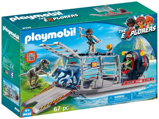 PLAYMOBIL The Explorers 9433 Bateau avec cage et deinonychus