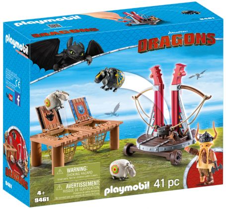 PLAYMOBIL Dragons (DreamWorks) 9461 Gueulfor avec baliste lance-mouton