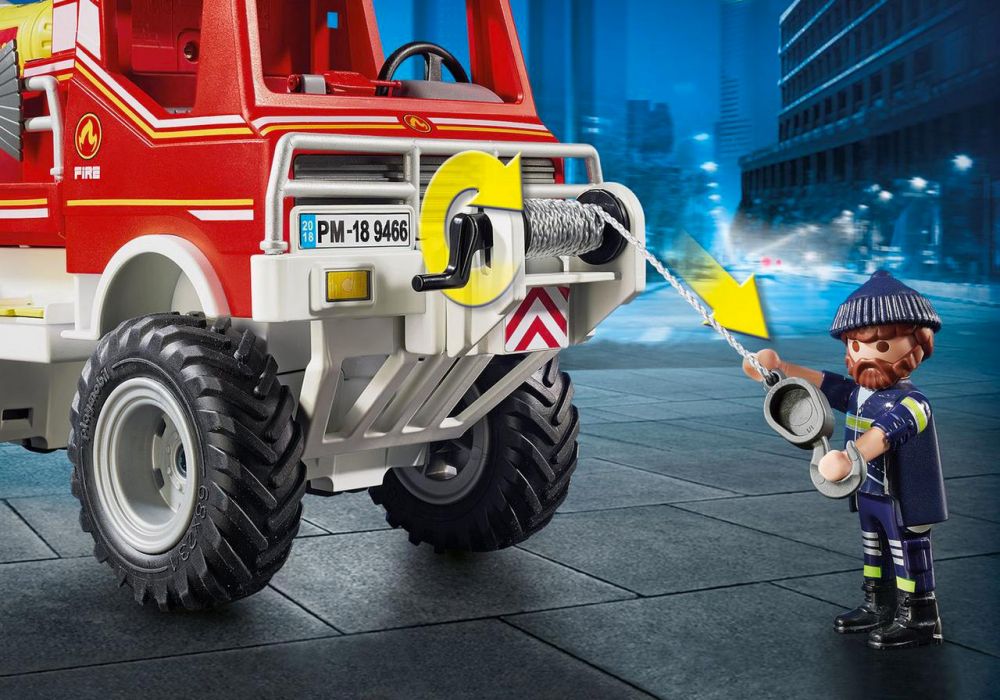 Playmobil - Camion de Pompiers avec Échelle Pivotante - 9463 & 4X4 de  Pompier avec Lance-Eau - 9466
