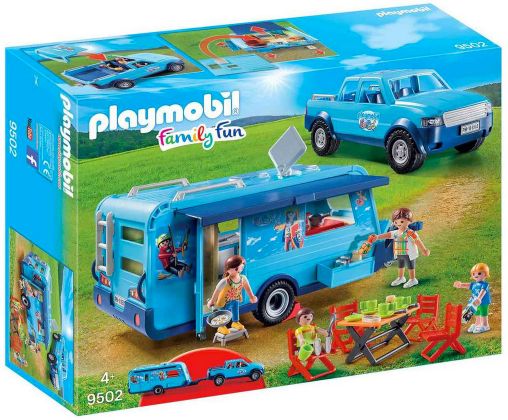 PLAYMOBIL Family Fun 9502 Famille avec voiture et caravane