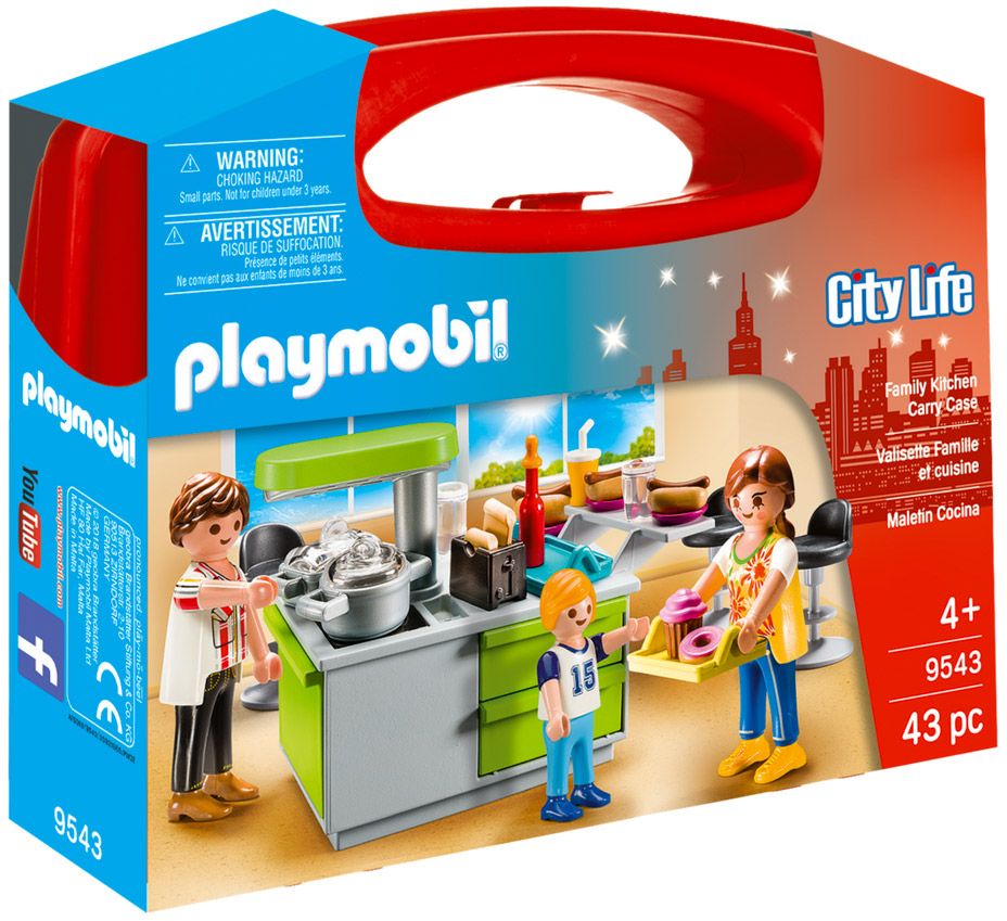 Playmobil City Life 9543 pas cher, Valisette famille et cuisine
