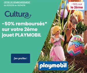 50% remboursés à l'achat du 2ème jouet Playmobil
