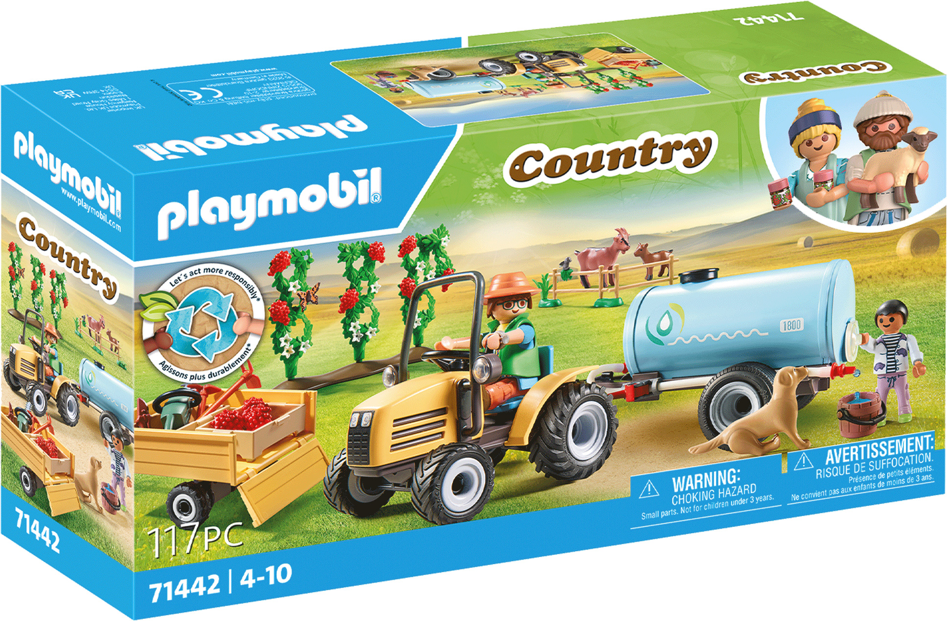 PLAYMOBIL Country 71442 Tracteur avec remorque et citerne d'eau